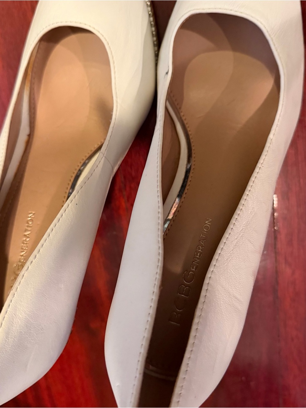 BCBGeneration Ivory Leather Ballet Flats